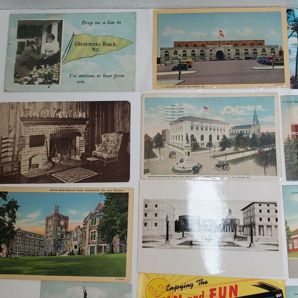 14 Baltimore Postcard Lot National Guard Armory Laurel High School Revolutionary - Picture 2 of 7